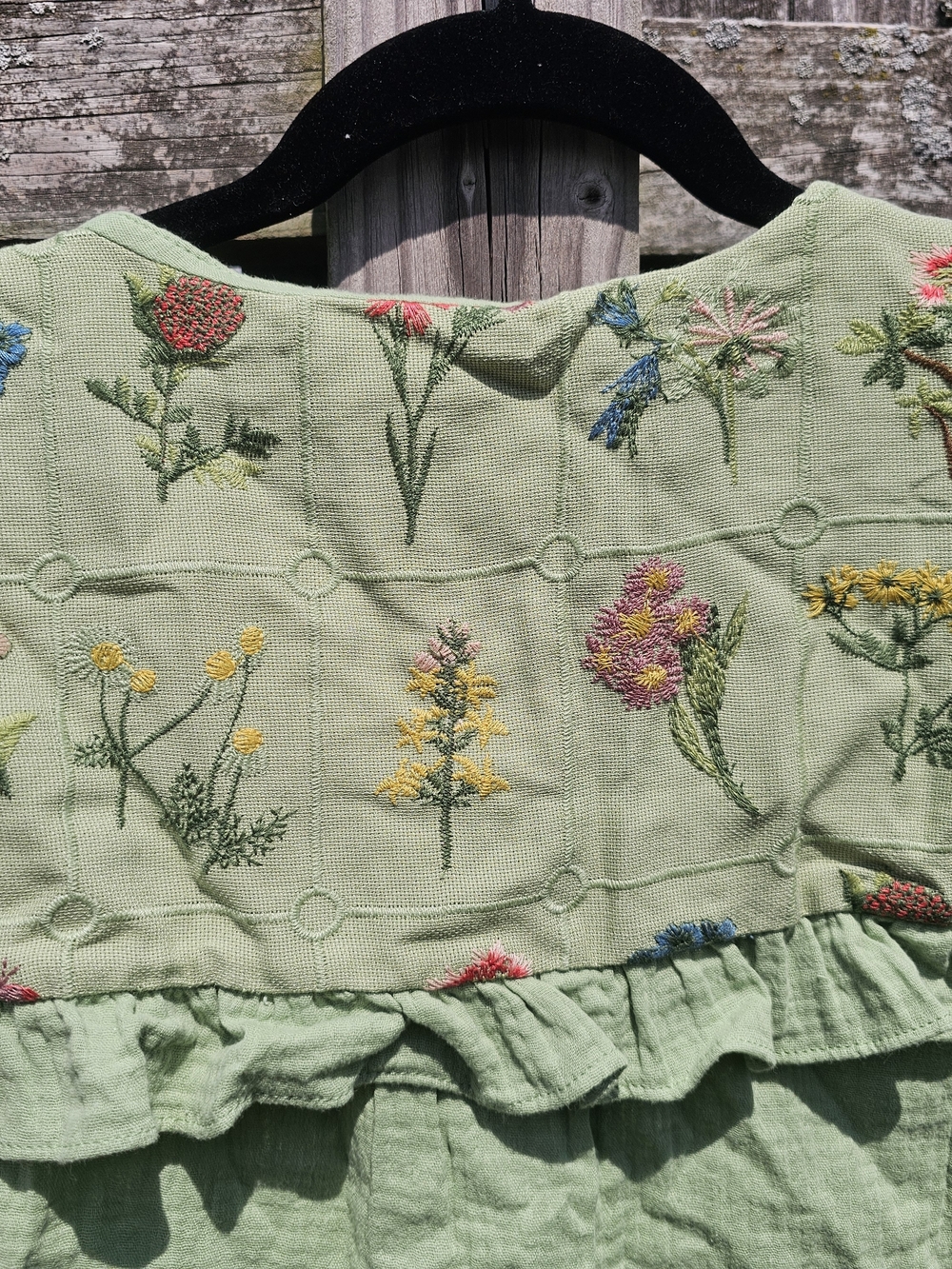 Umgee Light Green Button-Front Ruffle Sleeve Top - Picture 3 of 5